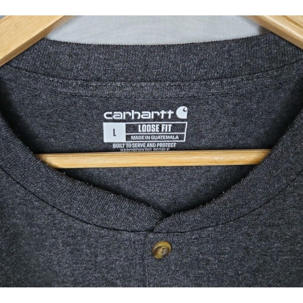 Carhartt Loose Fit K128, Sz Large Heavyweight Long-Sleeve Pocket Henley Gray - Picture 7 of 9